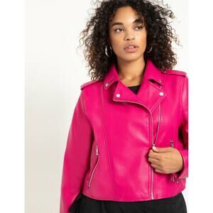 Eloquii pink faux leather moto jacket size 22